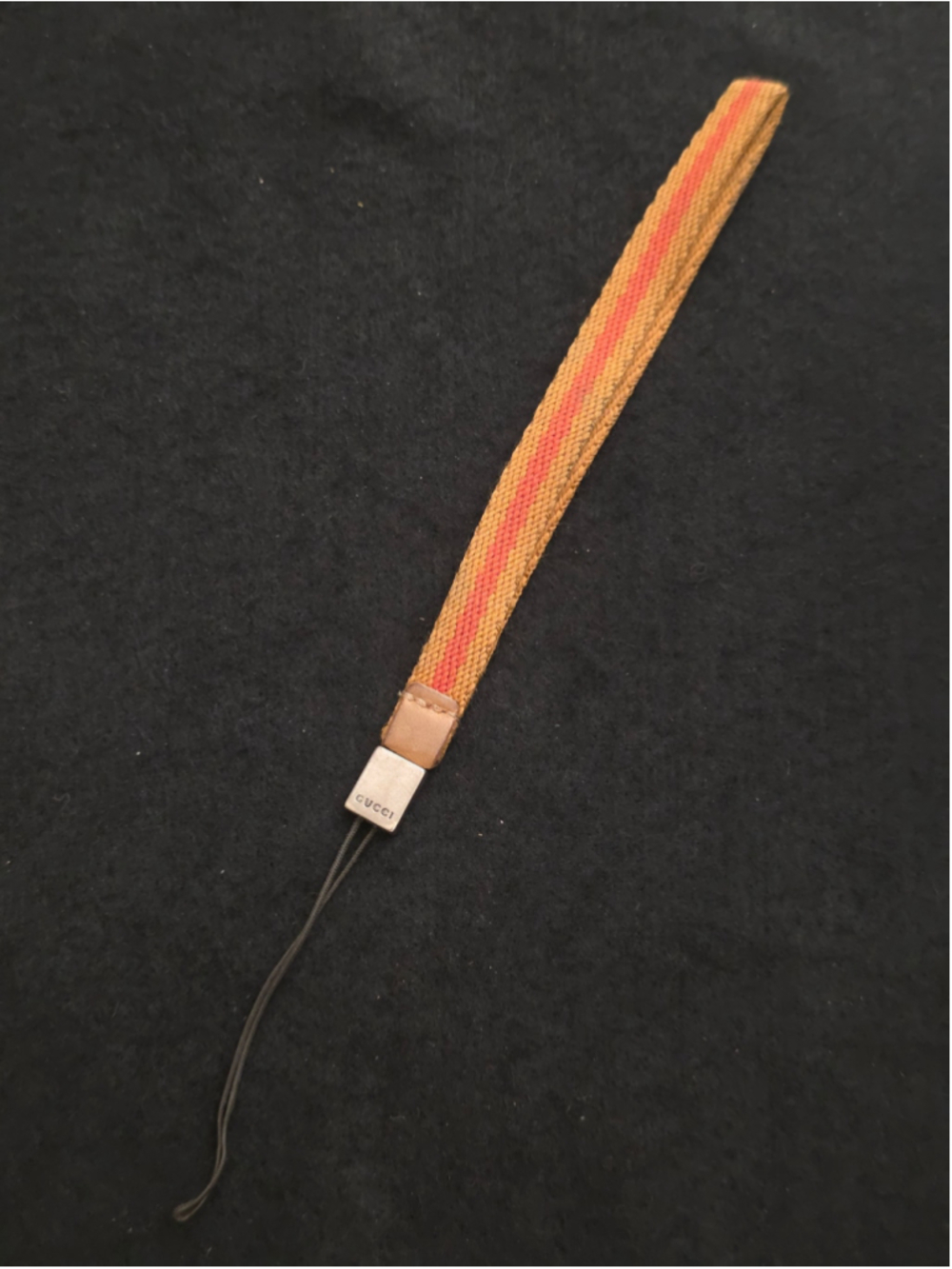 Vintage 90s Gucci Web Stripe Canvas Phone Strap Charm